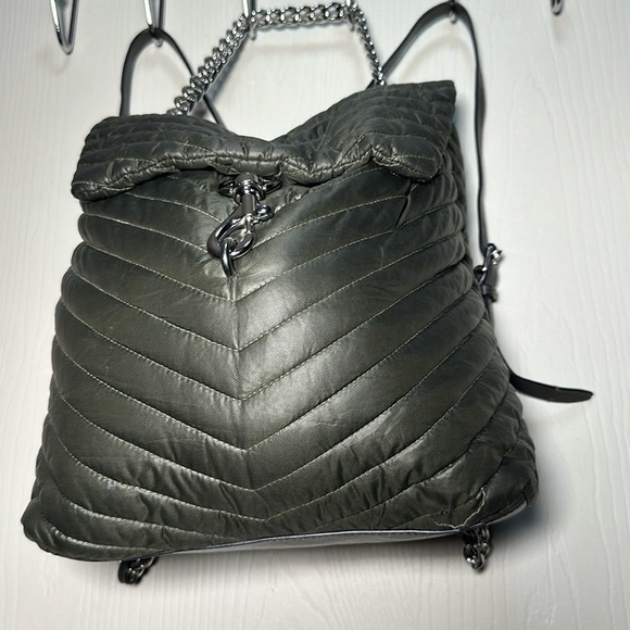 Rebecca Minkoff Edie Quilted Leather Backpack - Seaweed Green - Chain Detail